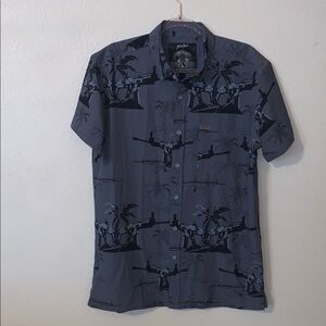 Retro Riffle With Palm Tree Classic Grey Gun Hawaiian Men’s Large